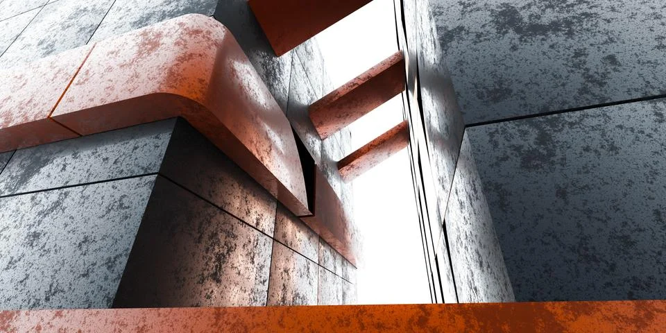 An abstract modern building architecture 3d render illustration Ilustración de archivo