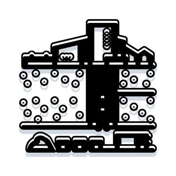 Abstract modern building icon with minimalist design style Ilustração Stock