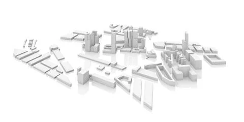 Abstract modern cityscape 3d model isolated Illustrazione stock