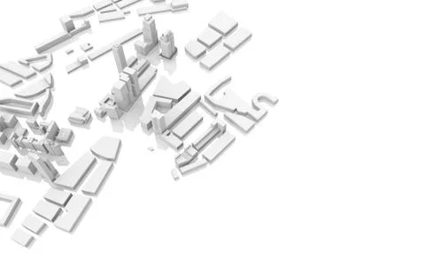Abstract modern cityscape model isolated, 3 d Illustrazione stock