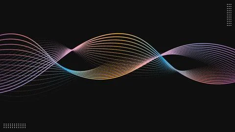 Abstract modern colorful gradient lines waves on black background. Stock Illustration