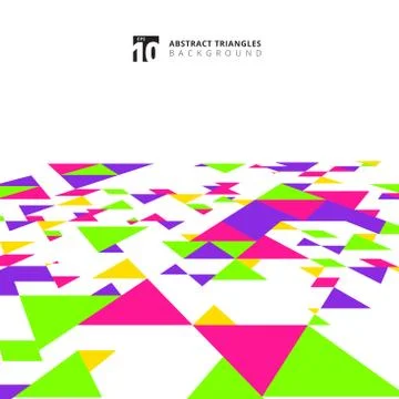 Abstract modern colorful triangles pattern elements perspective on white back イラスト素材