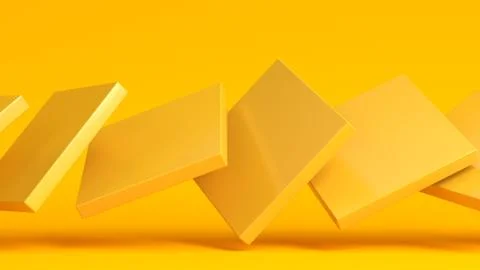 Abstract modern composition with random yellow box rectangles on yellow backg Stock Photos