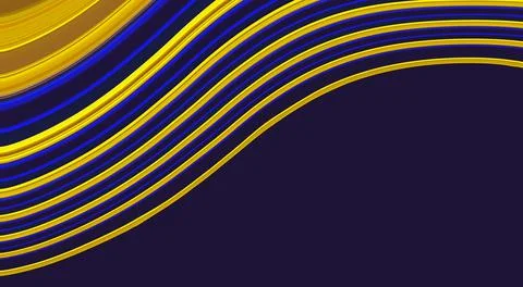 Abstract modern dark bluish background with fluid luminous neon blue and gold Stock Illustration