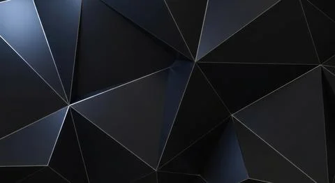 Abstract modern dark geometric background with glowing lines and triangles Stock Illustration
