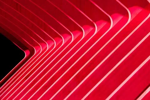 Abstract of modern diagonal architectural lines in vivid red tones.Graphic Foto stock