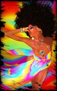 Abstract Modern Digital Art Image of Woman with Afro Hairstyle. Stock Illustration