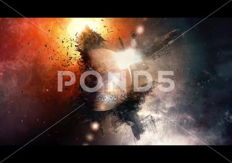 Abstract Modern Digital Artwork on a Dramatic Colorful Background Stock Illustration