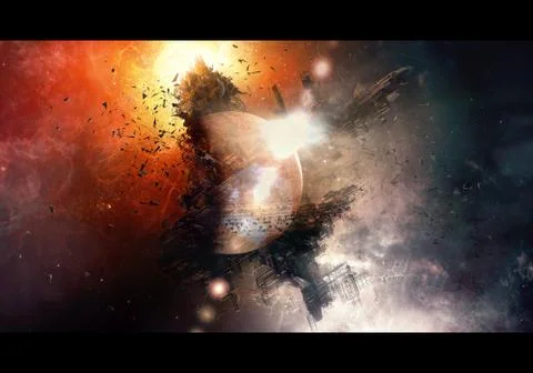 Abstract Modern Digital Artwork on a Dramatic Colorful Background Stock Illustration