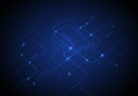 Abstract modern digital science technology futuristic circuit board with glow Stock Illustration
