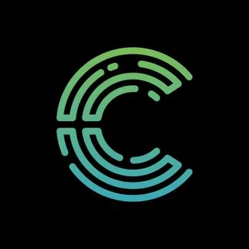 Abstract modern digital upper case c letter vector icon Stock Illustration