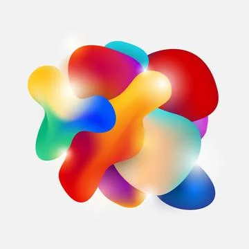 Abstract modern flowing fluid shape graphic elements. Gradient dynamic colo.. Stock Illustration