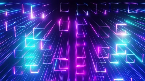 Abstract modern front view background with glow neon cyan and violet columns Stock Footage 232746338