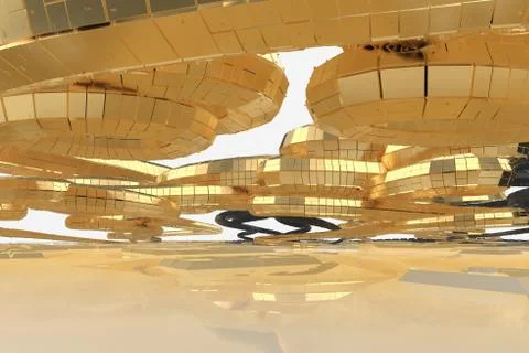 Abstract modern future architecture contains strange-shaped buildings in the Stock Illustration