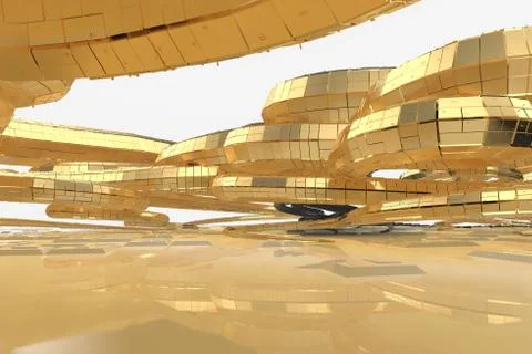 Abstract modern future architecture contains strange-shaped buildings in the Stock Illustration