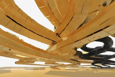 Abstract modern future architecture contains strange-shaped buildings in the Stock Illustration