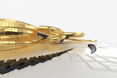 Abstract modern future architecture contains strange-shaped buildings in the Stock Illustration