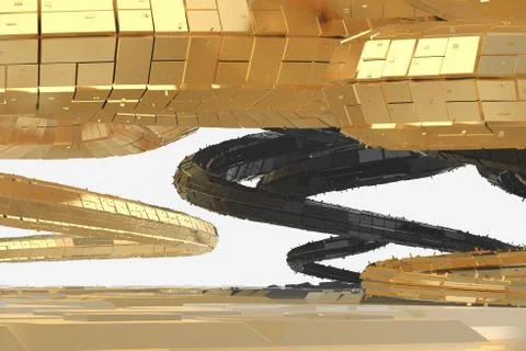 Abstract modern future architecture contains strange-shaped buildings in the Stock Illustration