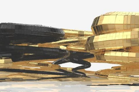 Abstract modern future architecture contains strange-shaped buildings in the Stock Illustration