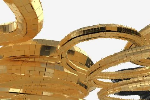 Abstract modern future architecture contains strange-shaped buildings in the Stock Illustration