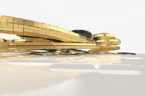 Abstract modern future architecture contains strange-shaped buildings in the Stock Illustration
