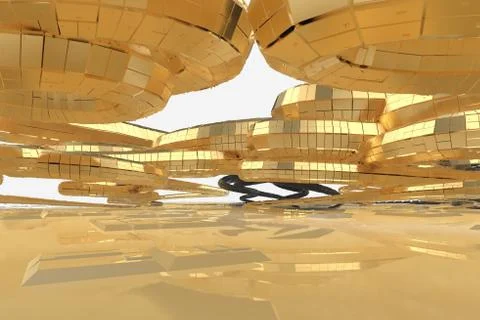 Abstract modern future architecture contains strange-shaped buildings in the Stock Illustration