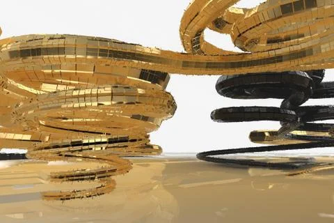 Abstract modern future architecture contains strange-shaped buildings in the Stock Illustration