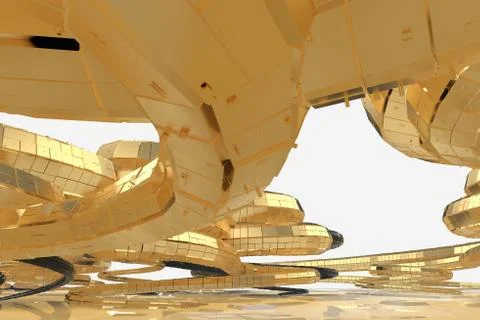 Abstract modern future architecture contains strange-shaped buildings in the Illustrazione stock