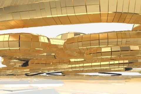 Abstract modern future architecture contains strange-shaped buildings in the Stock Illustration
