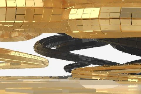 Abstract modern future architecture contains strange-shaped buildings in the Stock Illustration
