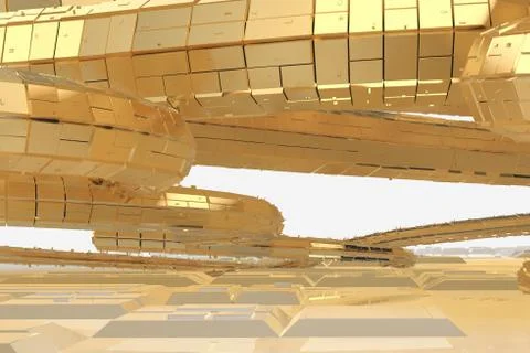 Abstract modern future architecture contains strange-shaped buildings in the Stock Illustration