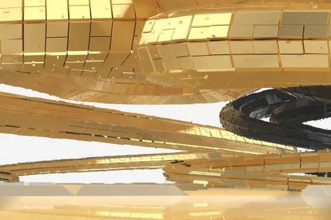 Abstract modern future architecture contains strange-shaped buildings in the Stock Illustration