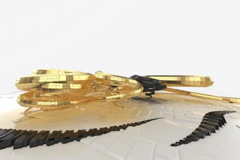 Abstract modern future architecture contains strange-shaped buildings in the Stock Illustration