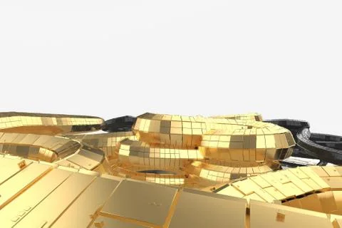 Abstract modern future architecture contains strange-shaped buildings in the Stock Illustration