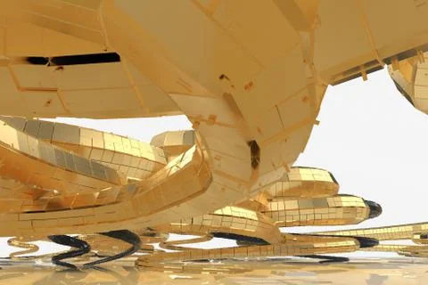 Abstract modern future architecture contains strange-shaped buildings in the Stock Illustration