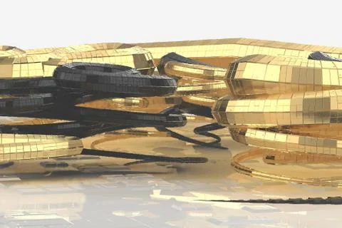 Abstract modern future architecture contains strange-shaped buildings in the Stock Illustration