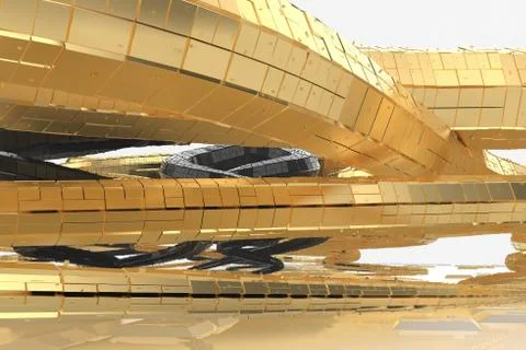 Abstract modern future architecture contains strange-shaped buildings in the Stock Illustration