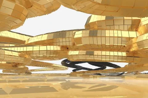 Abstract modern future architecture contains strange-shaped buildings in the Stock Illustration