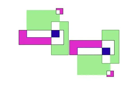 Abstract Modern Geometric Composition with Overlapping Green, Magenta, B Stock Illustration