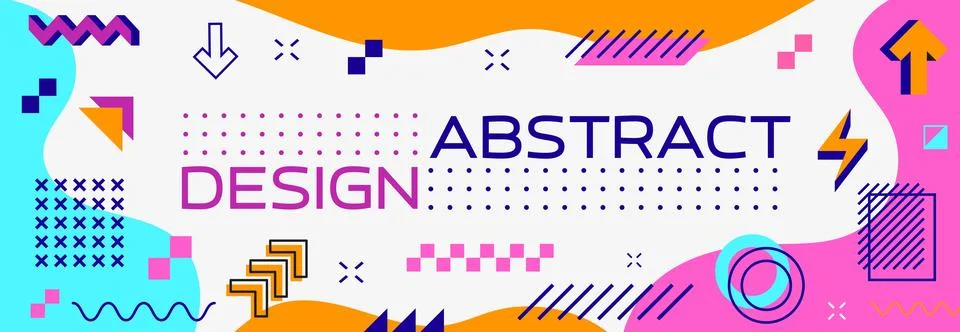 Abstract modern geometric Memphis pattern banner イラスト素材