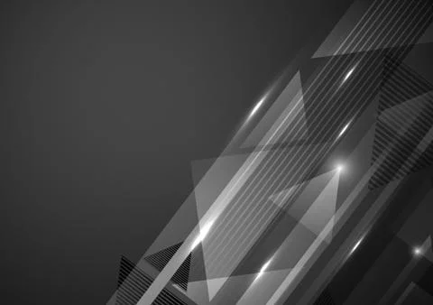 Abstract modern geometric pattern with lighting on dark background. Technolog Illustrazione stock