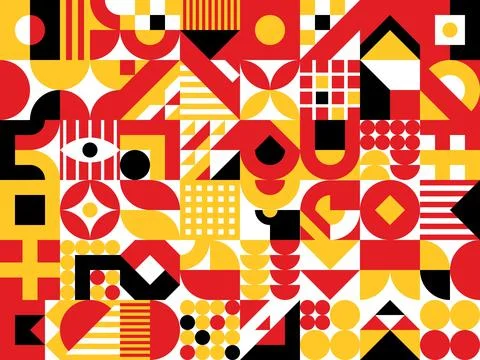 Abstract modern geometric pattern in yellow or red Stock Illustration