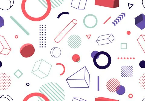 Abstract modern geometric seamless pattern 3D elements minimal covers design Illustrazione stock