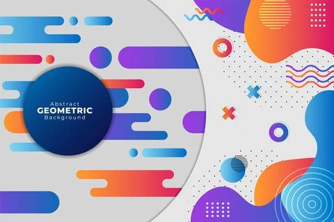 Abstract Modern Geometric Shape Background with Dynamic Colorful Fluid Stock Illustration