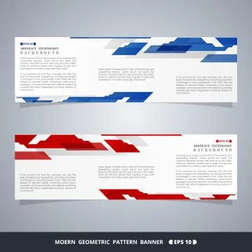 Abstract modern gradient blue and red technology banners. Stock Illustration