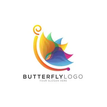 Abstract modern gradient butterfly logo template Stock Illustration