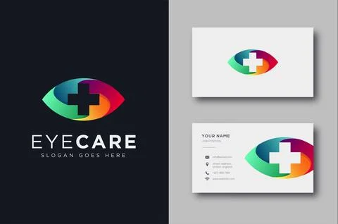Abstract modern gradient eye and medical cross logo, eye care logo Stock Illustration