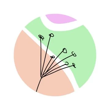 Abstract modern graphic elements of a circle. black outline of foliage Stock Illustration