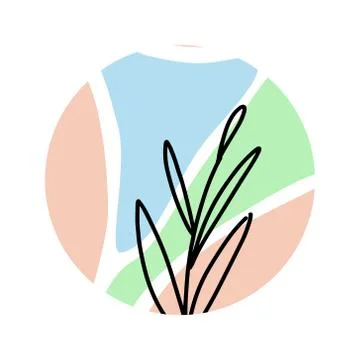 Abstract modern graphic elements of a circle. black outline of foliage Stock Illustration