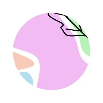 Abstract modern graphic elements of a circle. black outline of foliage Stock Illustration